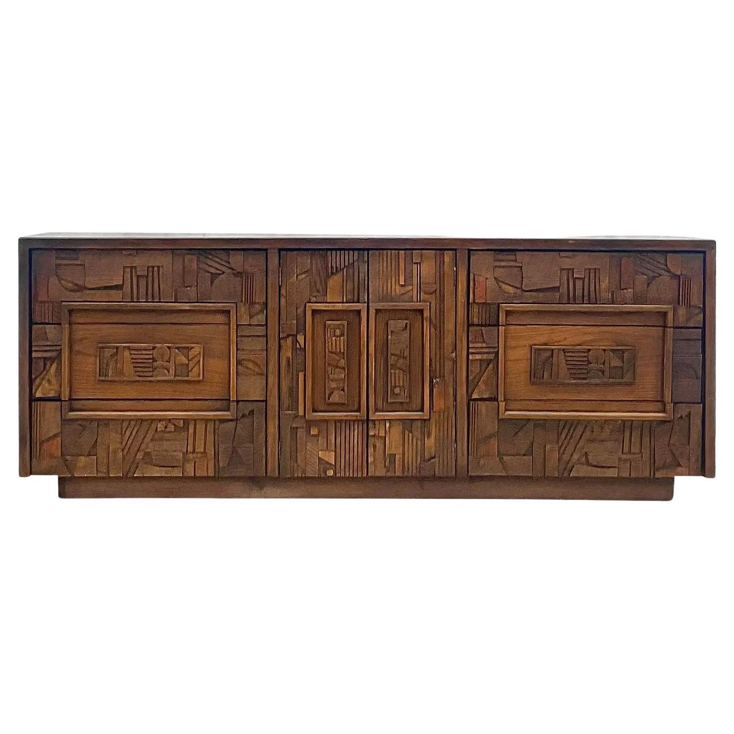 Vintage MCM Brutalist Lane Pueblo Credenza at 1stDibs mcm