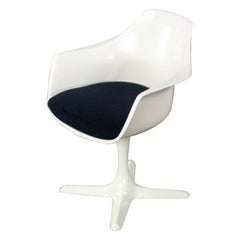 Vintage MCM Burke Tulip Armchair No 116 White Shell and Round Stationary Base