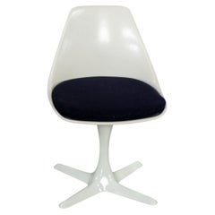 Vintage MCM Burke Tulip Side Chair No 115 White Shell and Round Stationary Base