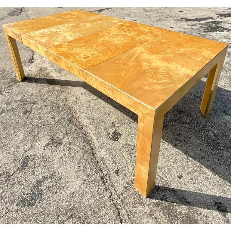 Vintage MCM Burl Wood Parsons Dining Table at 1stDibs