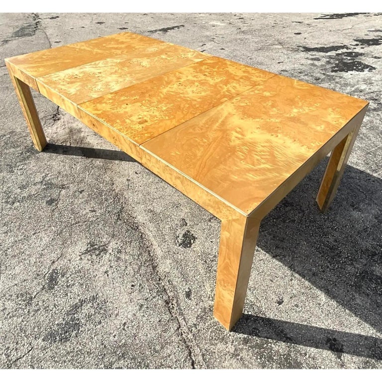 Vintage MCM Burl Wood Parsons Dining Table at 1stDibs