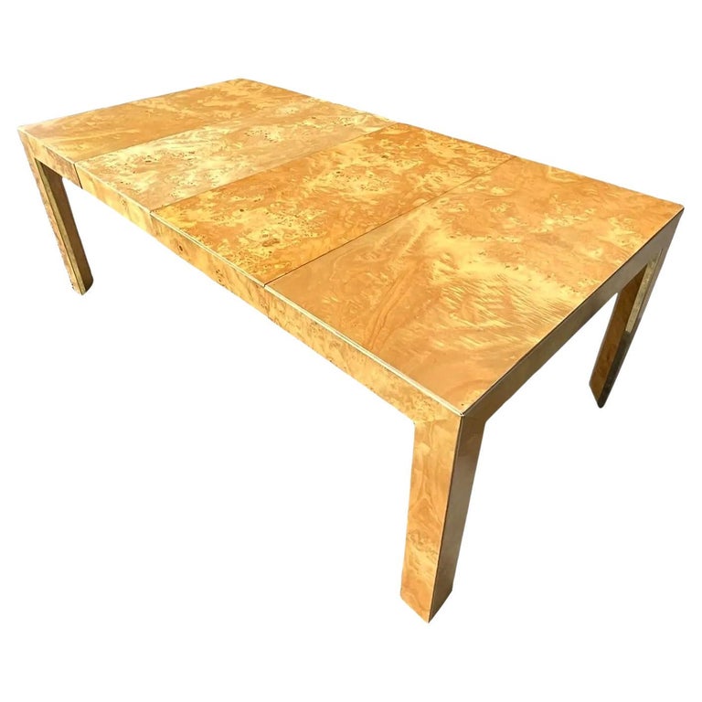 Vintage MCM Burl Wood Parsons Dining Table at 1stDibs