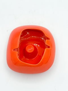 Mid-Century Modern Ceramic Ashtray, Glossy Orange, USA, 1960