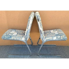 Vintage MCM Chrome Cantilever Dining Chairs