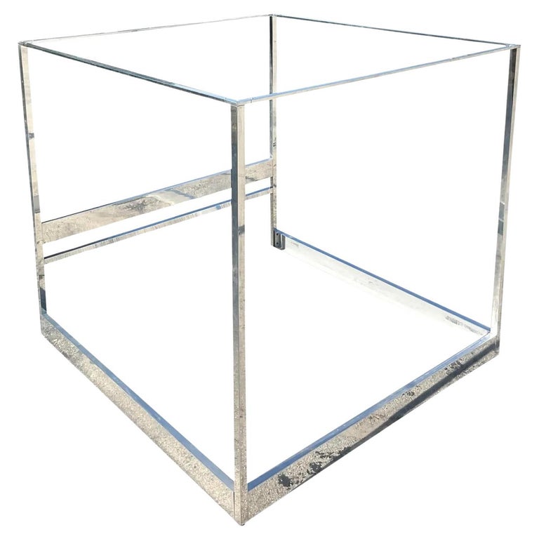 Vintage MCM Chrome King Canopy Bed After Milo Baughman For Sale at 1stDibs