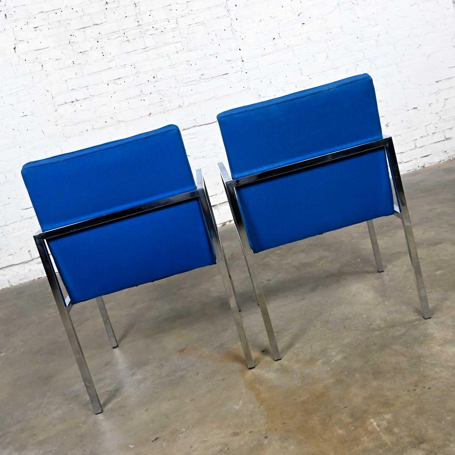 Sessel aus verchromtem und königsblauem Stoff von Hibriten Chair Company, MCM im Angebot 6