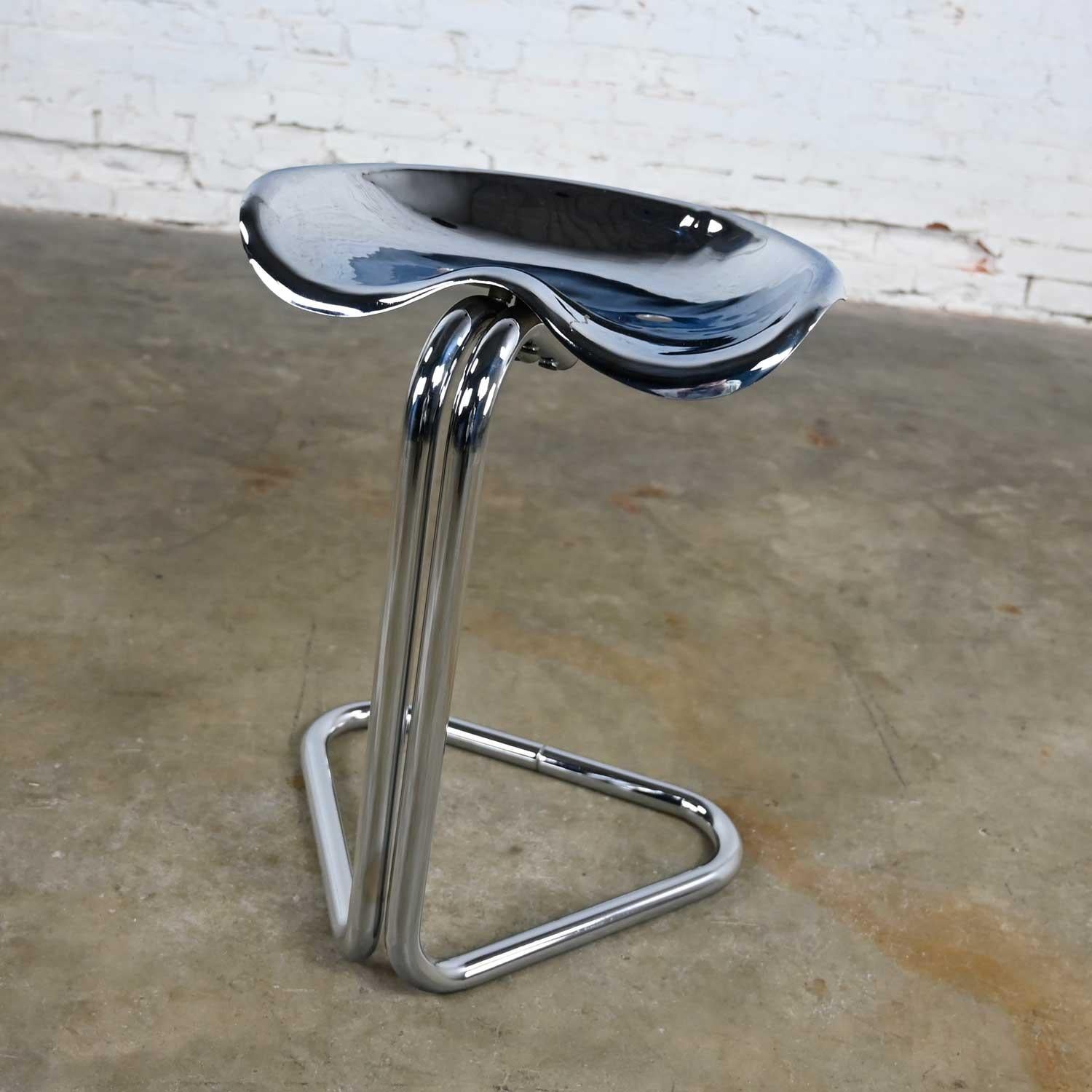 Mid-Century Modern Vintage MCM Chrome Tractor Stool Chair Height by Rodney Kinsman for OMK England