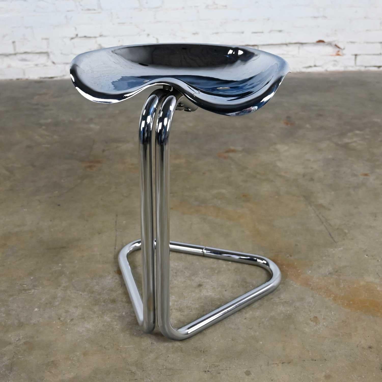 English Vintage MCM Chrome Tractor Stool Chair Height by Rodney Kinsman for OMK England