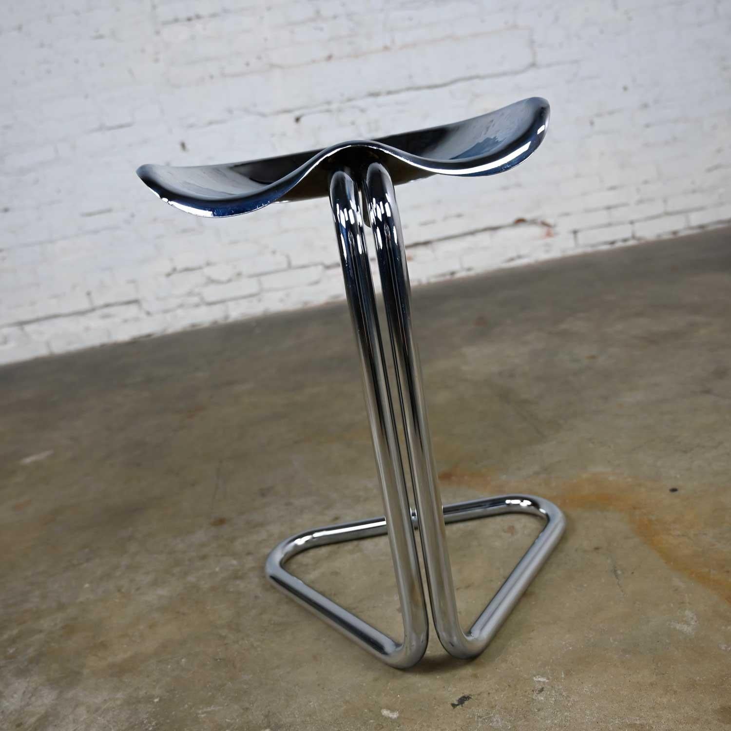 20th Century Vintage MCM Chrome Tractor Stool Chair Height by Rodney Kinsman for OMK England