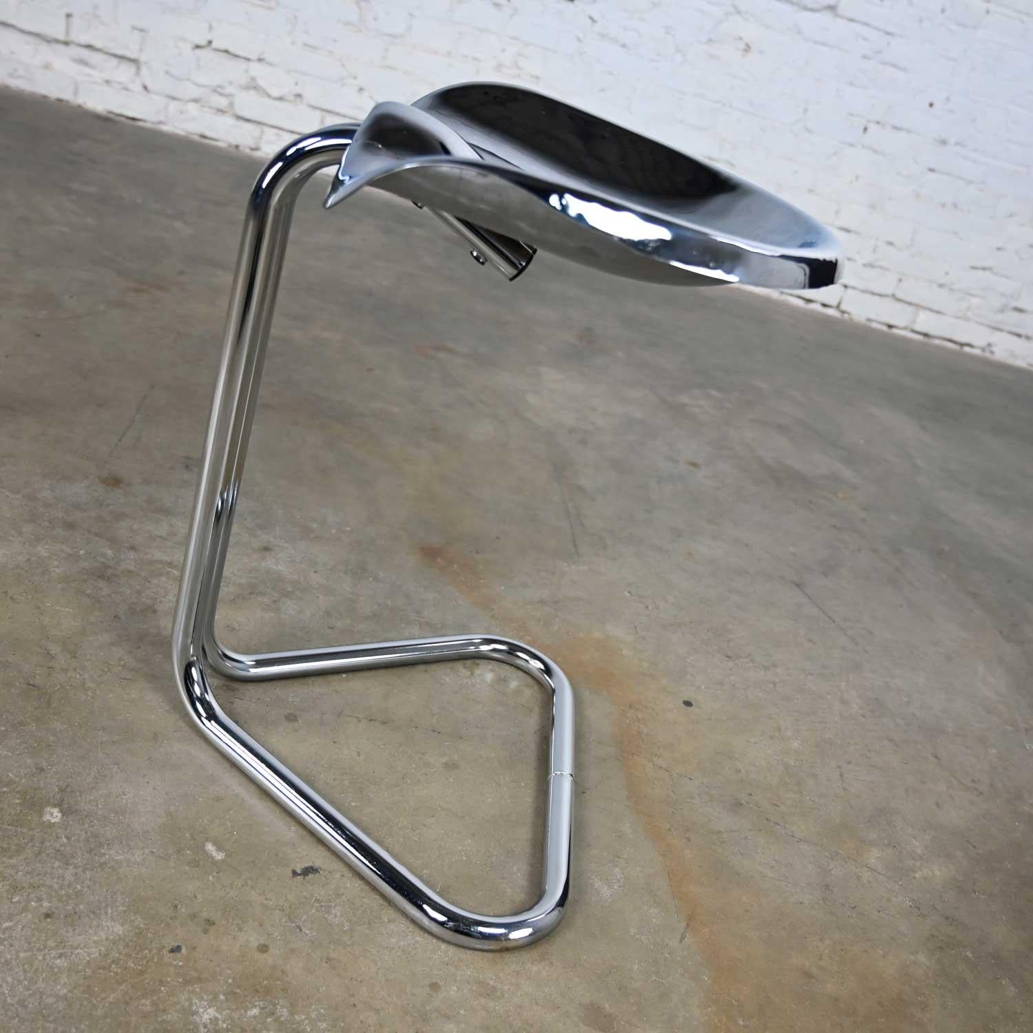 Metal Vintage MCM Chrome Tractor Stool Chair Height by Rodney Kinsman for OMK England