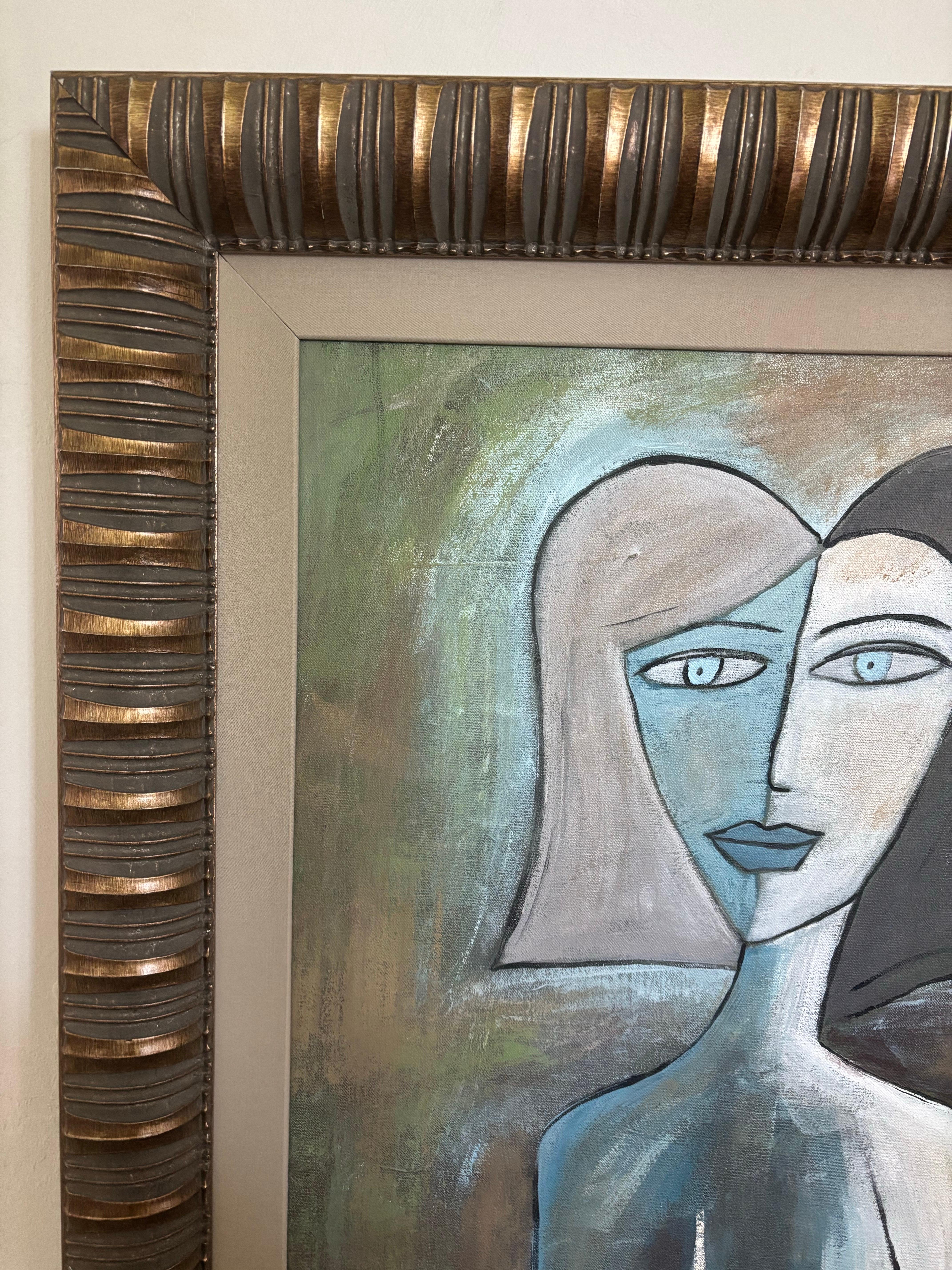 Quadro cubista d'epoca MCM raffigurante una donna, firmato dall'artista In condizioni buone in vendita a Boynton Beach, FL