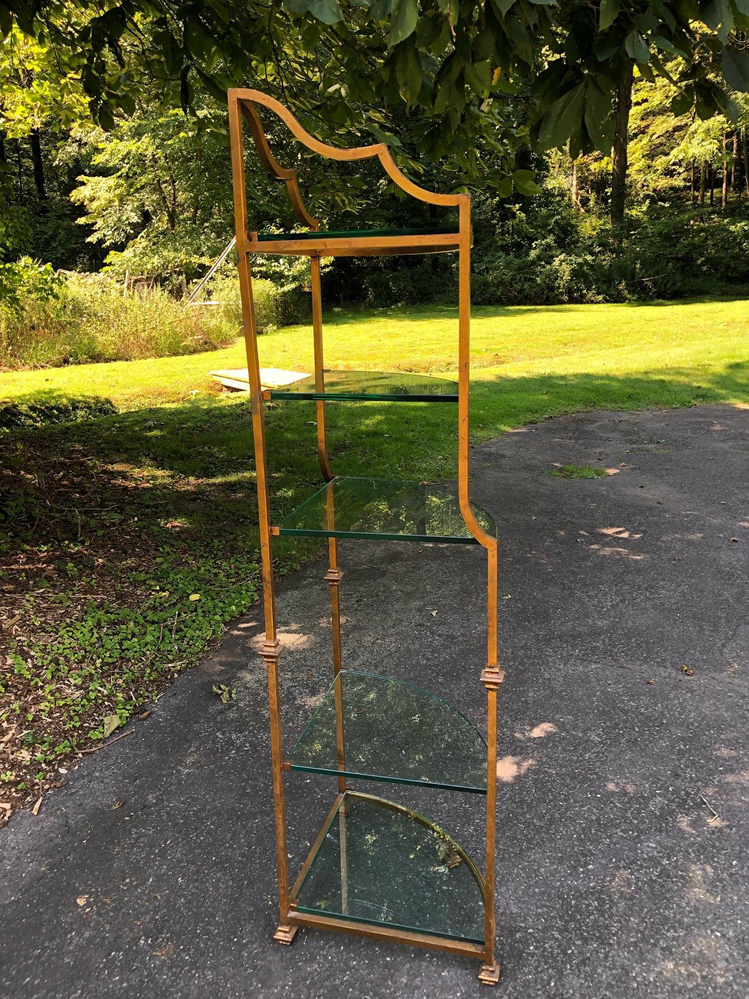 Vintage MCM maßgefertigtes Vintage-Etagere-Etagenregal aus vergoldetem Stahl und Metall, Etagere, 79
