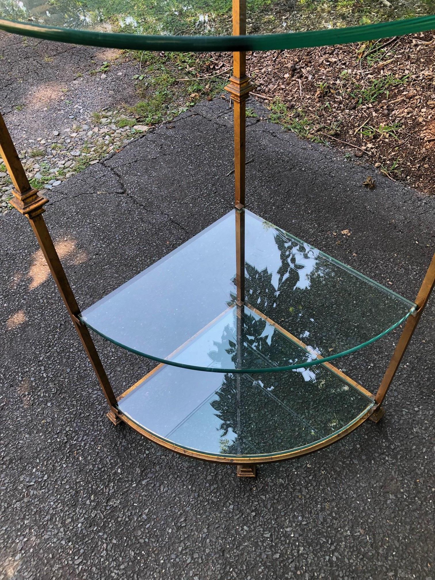 Vintage MCM maßgefertigtes Vintage-Etagere-Etagenregal aus vergoldetem Stahl und Metall, Etagere, 79