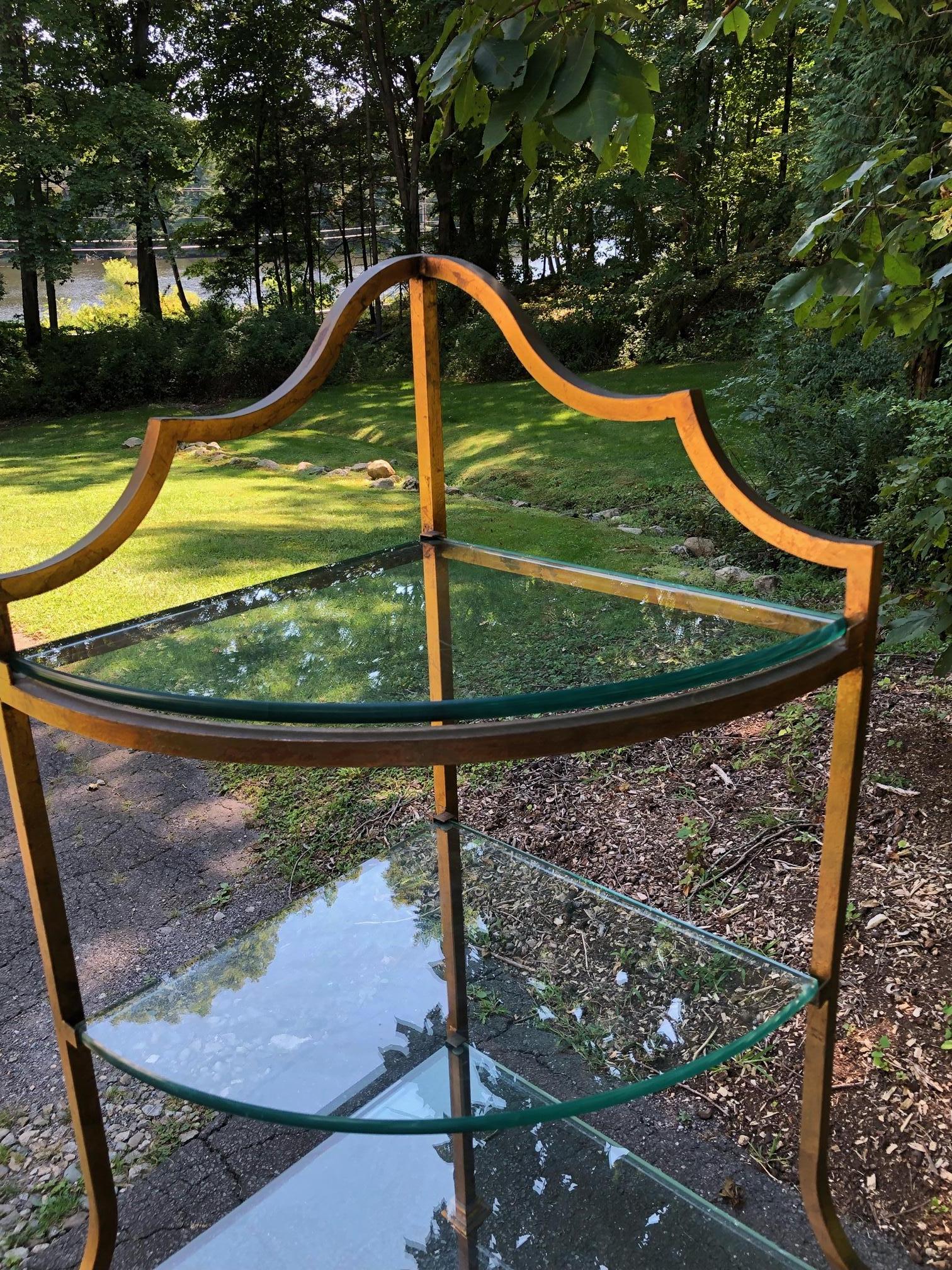 Vintage MCM maßgefertigtes Vintage-Etagere-Etagenregal aus vergoldetem Stahl und Metall, Etagere, 79