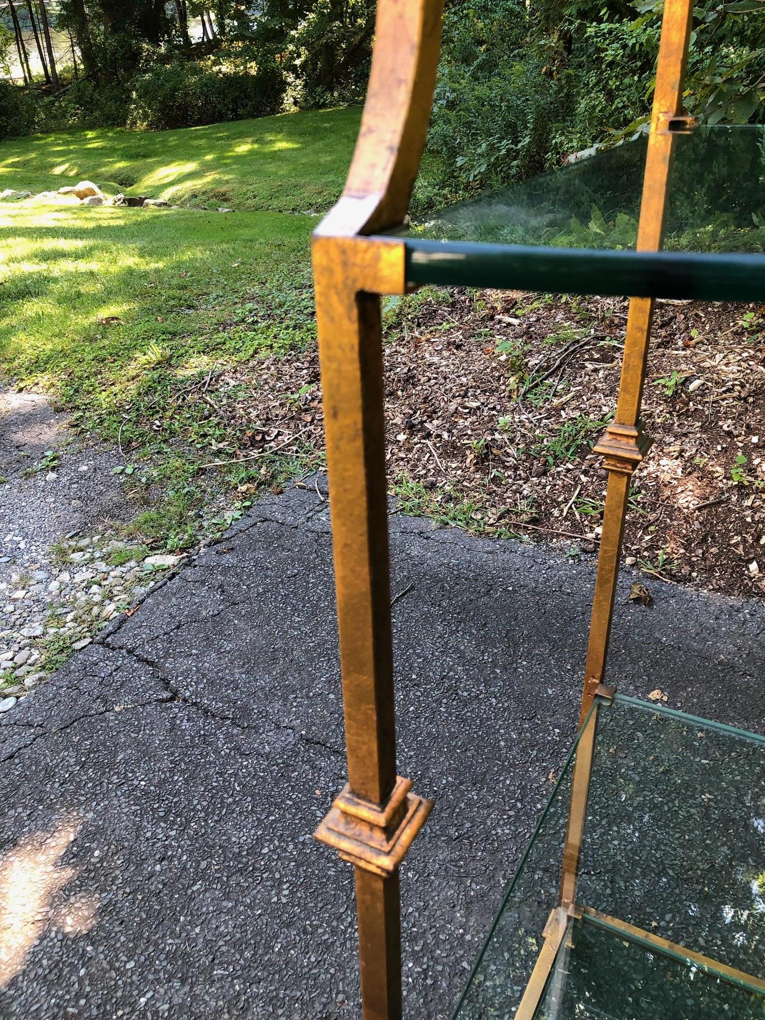 Vintage MCM maßgefertigtes Vintage-Etagere-Etagenregal aus vergoldetem Stahl und Metall, Etagere, 79