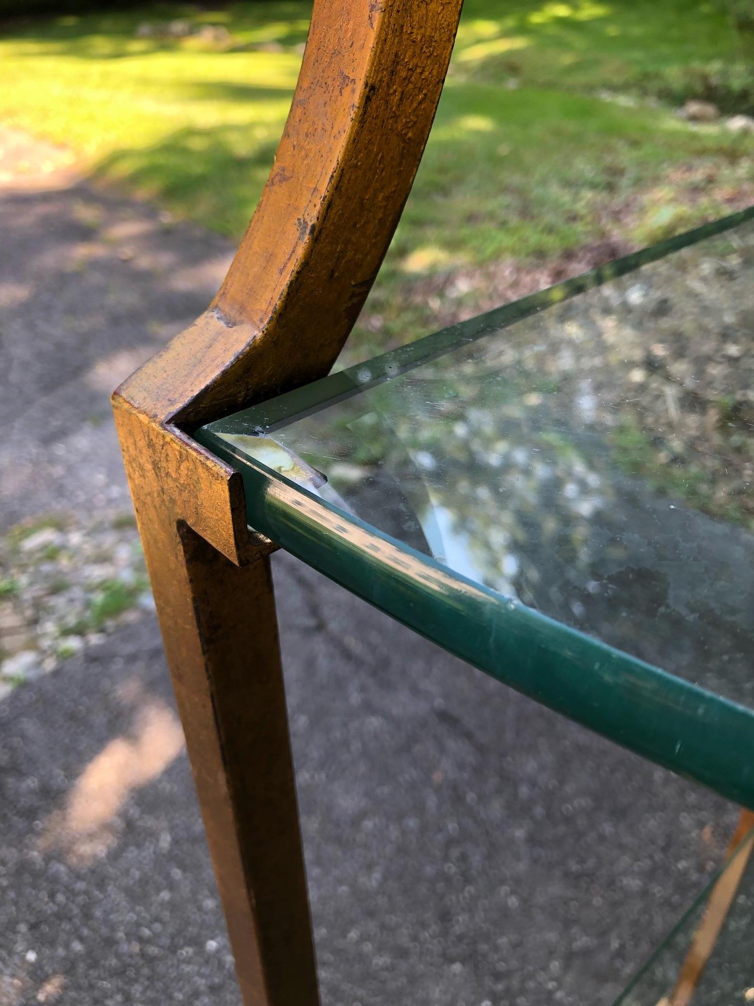 Vintage MCM maßgefertigtes Vintage-Etagere-Etagenregal aus vergoldetem Stahl und Metall, Etagere, 79