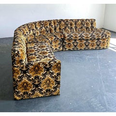 Vintage MCM Cut Velvet Tufted Sectional Sofa
