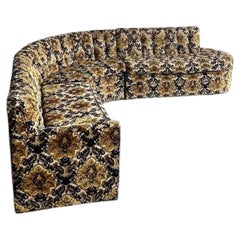 Vintage MCM Cut Velvet Tufted Sectional Sofa