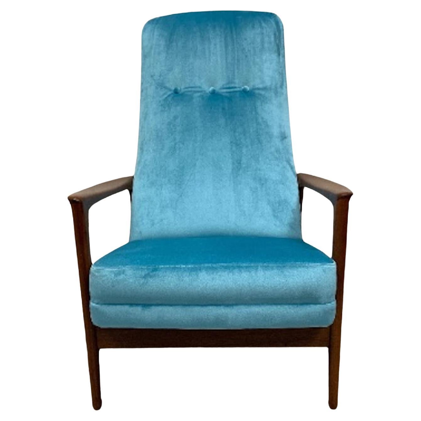 Sedia e ottomana d'epoca MCM Danish Folke Ohlsson for DUX Style Upholstering appena rivestita in vendita
