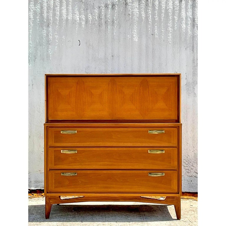 Vintage MCM Diamond Gentlemen’s Dresser For Sale at 1stDibs