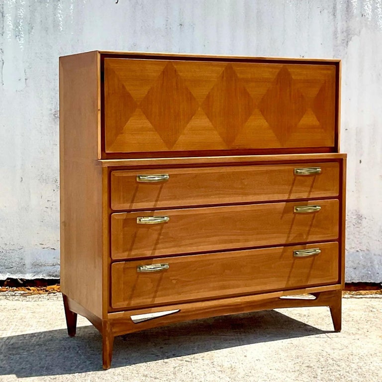 Vintage MCM Diamond Gentlemen’s Dresser For Sale at 1stDibs