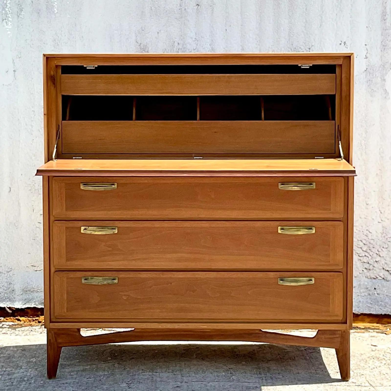 Wood Vintage MCM Diamond Gentlemen’s Dresser