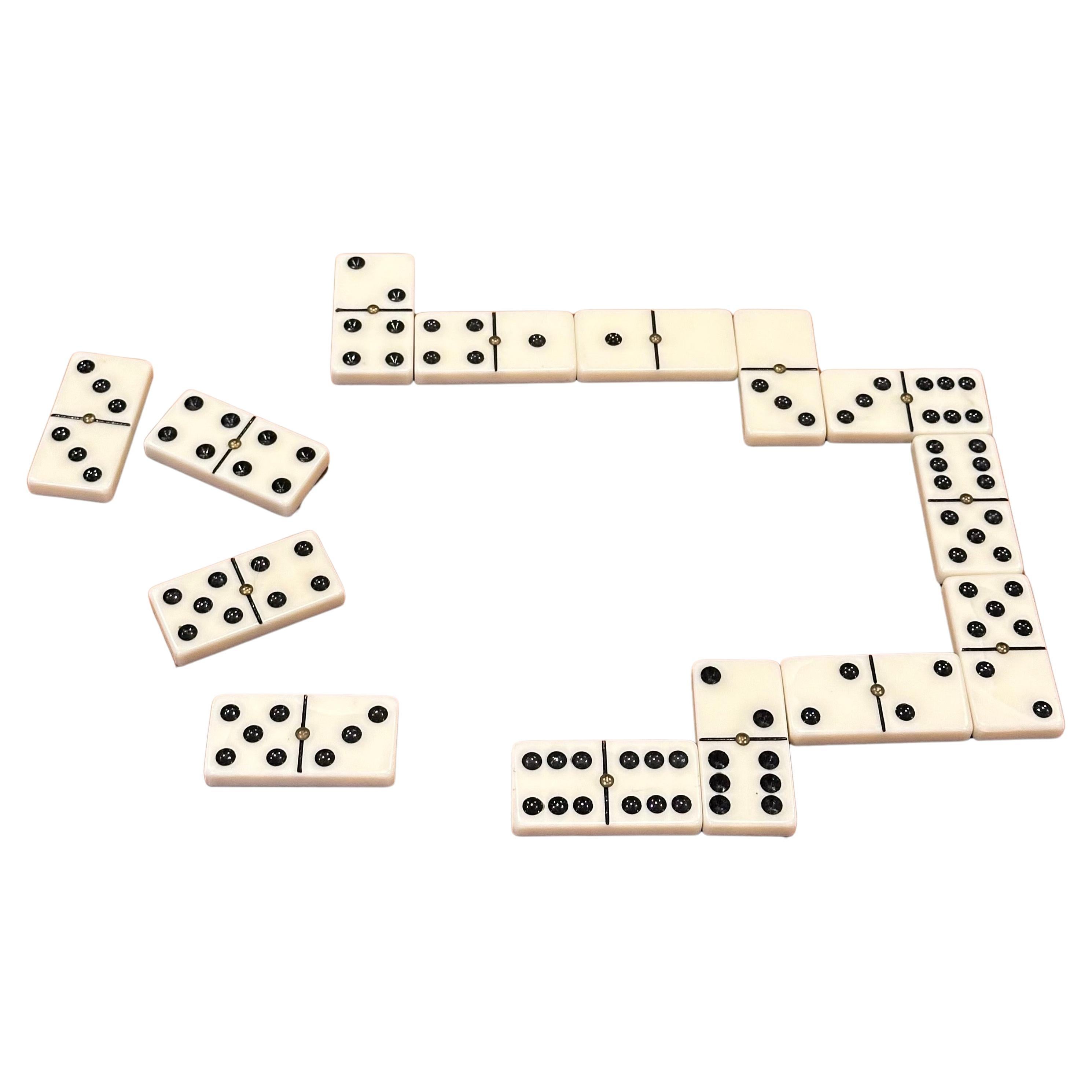 Mid-Century Modern Vintage MCM Domino Set in Wooden Box For Sale