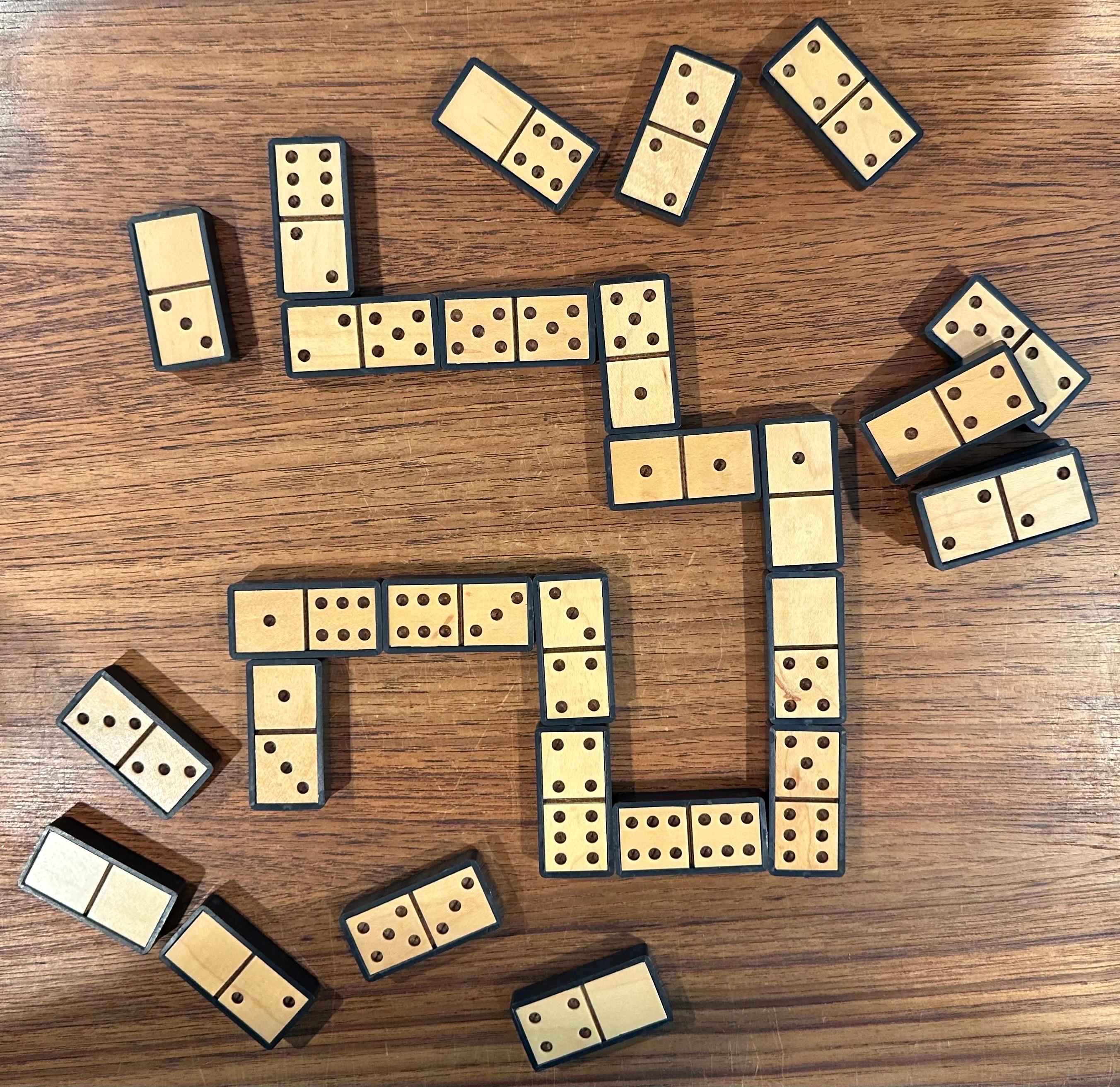 Vintage MCM Domino Set in Wooden Box For Sale 1