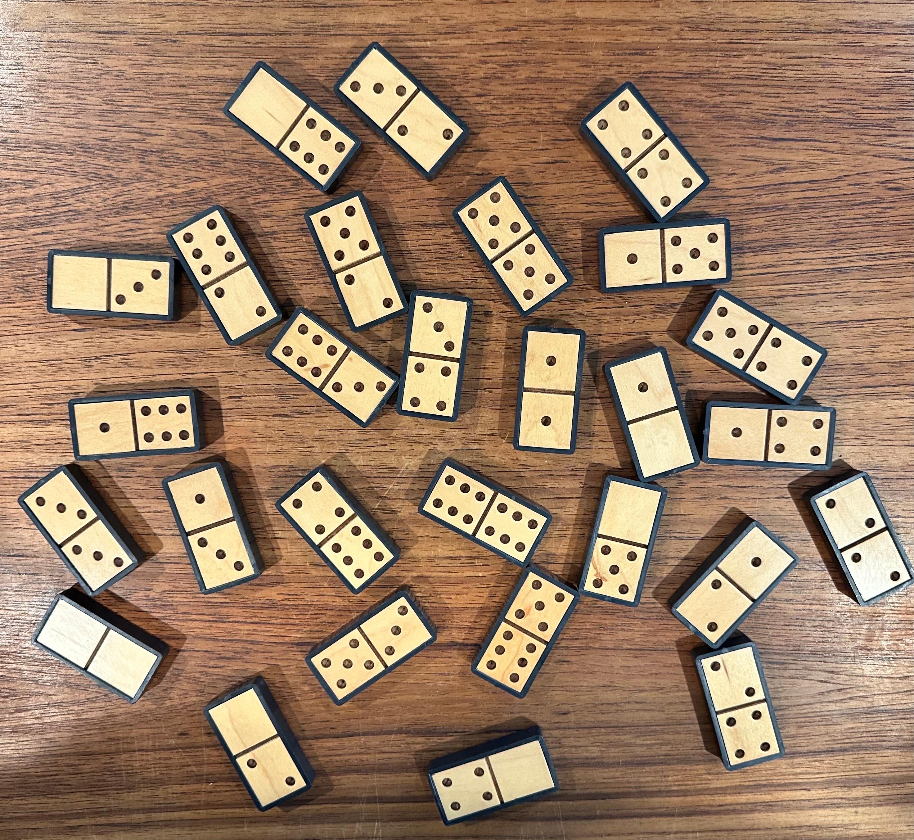 Vintage MCM Domino Set in Wooden Box For Sale 2