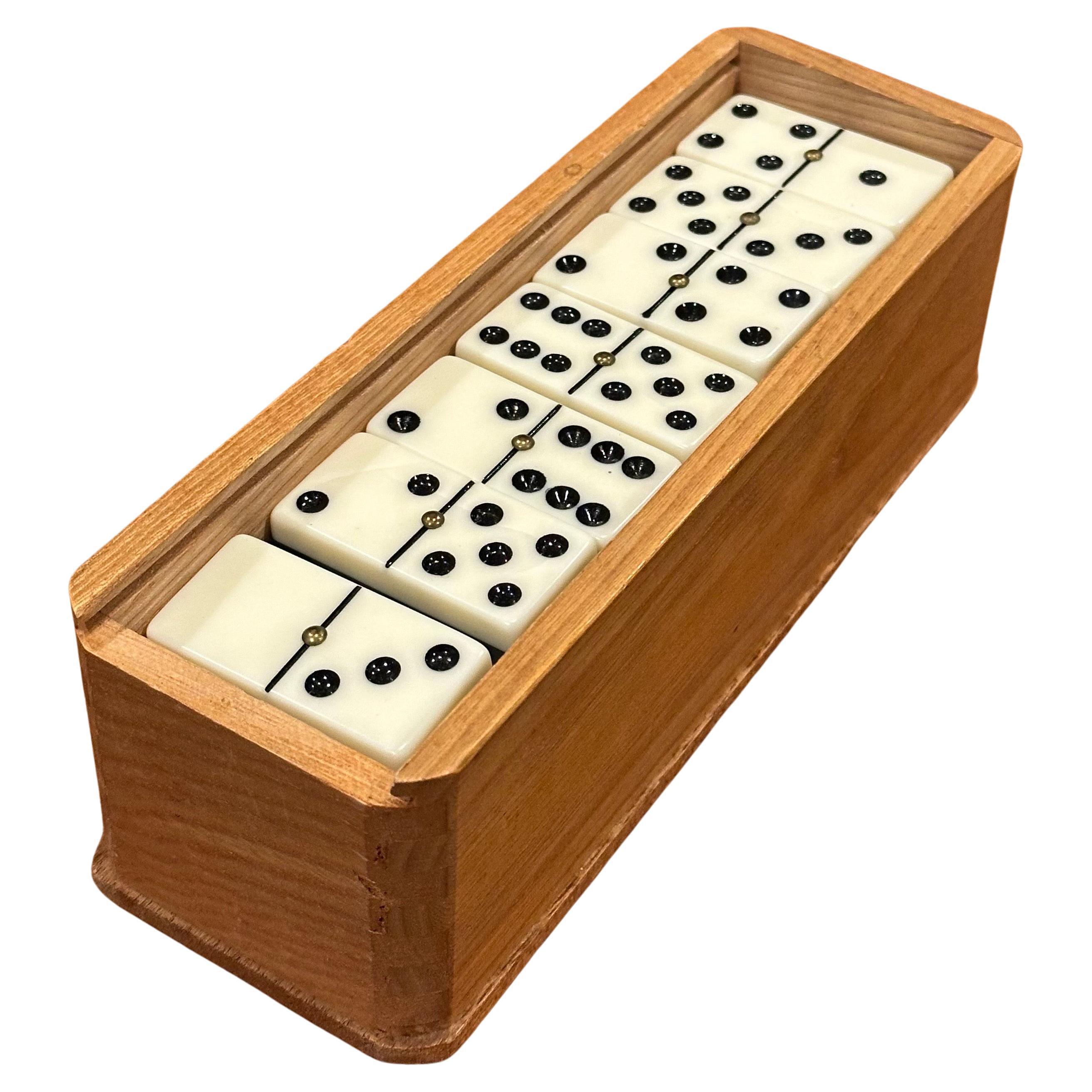 Vintage MCM Domino Set in Wooden Box