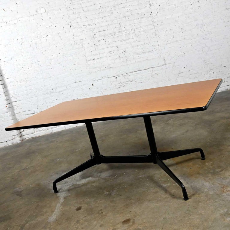 American MCM Eames for Herman Miller Segmented Black Base Table Rectangular Top For Sale