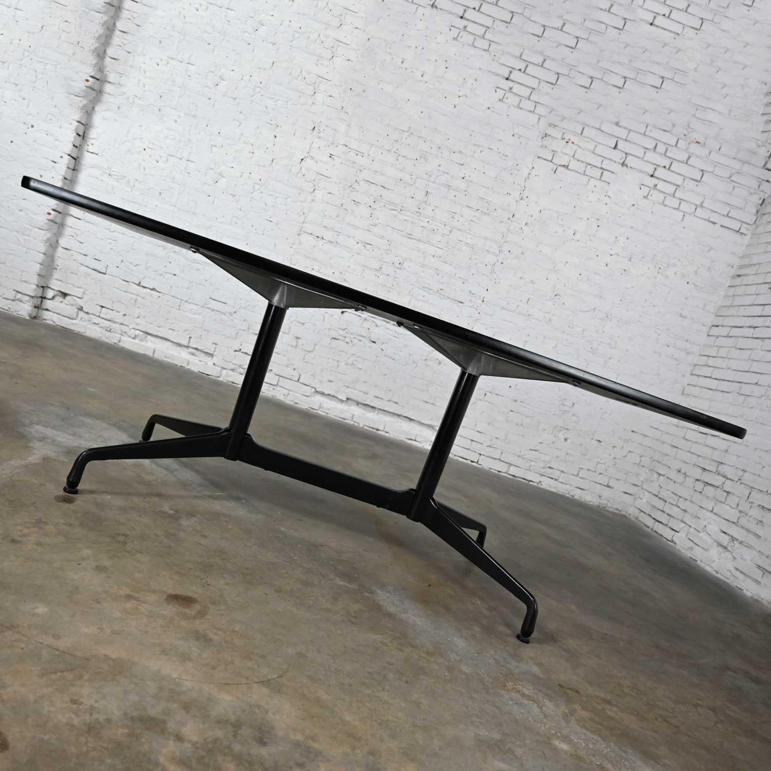 Mid-Century Modern MCM Eames for Herman Miller Segmented Black Base Table Rectangular Top