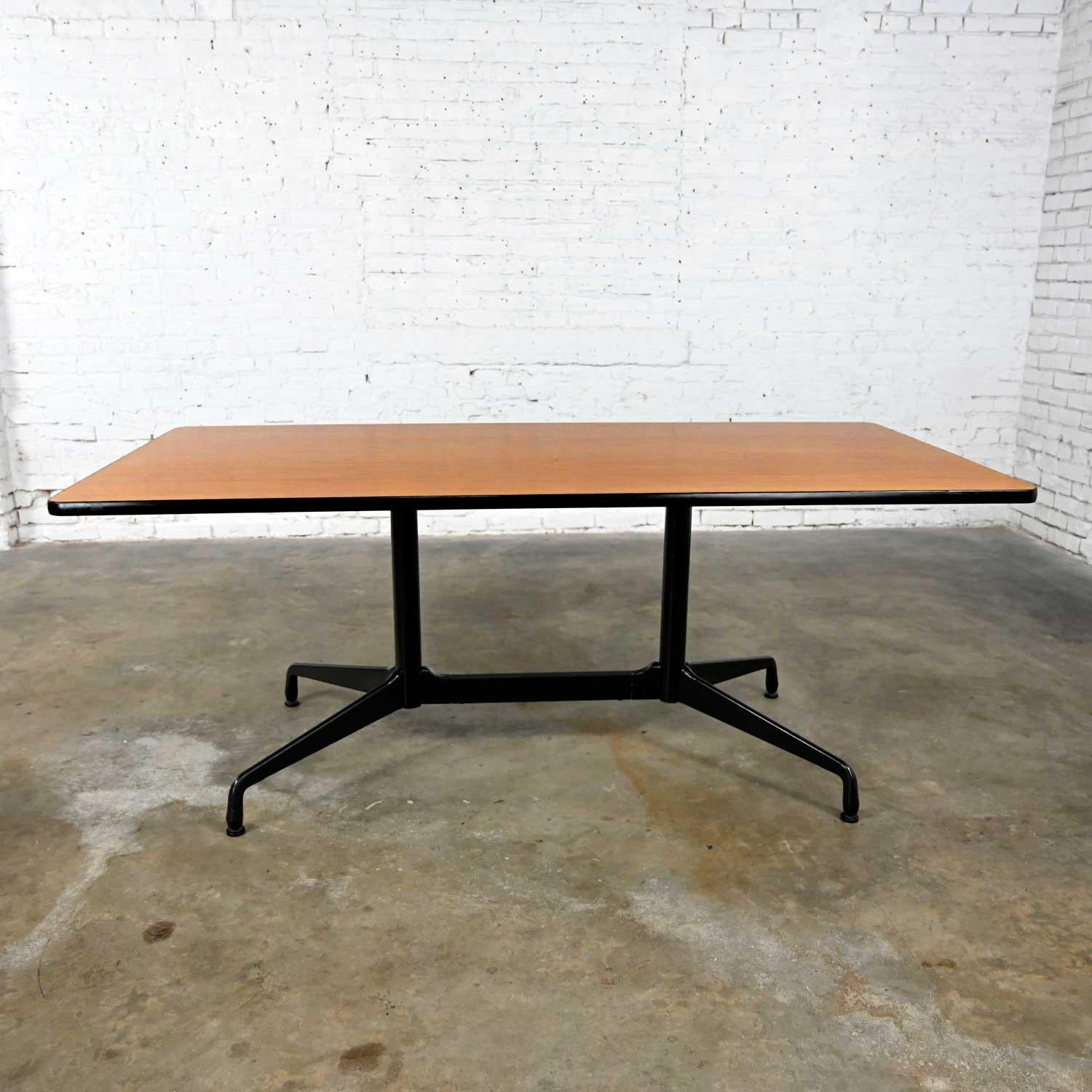 Contemporary MCM Eames for Herman Miller Segmented Black Base Table Rectangular Top