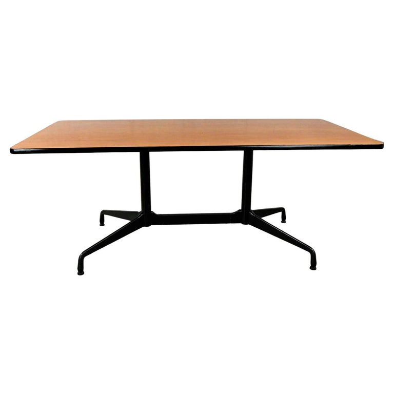 MCM Eames for Herman Miller Segmented Black Base Table Rectangular Top For Sale