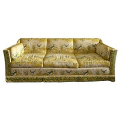 Sofa 3 places vintage MCM Floral/Bird Yellow