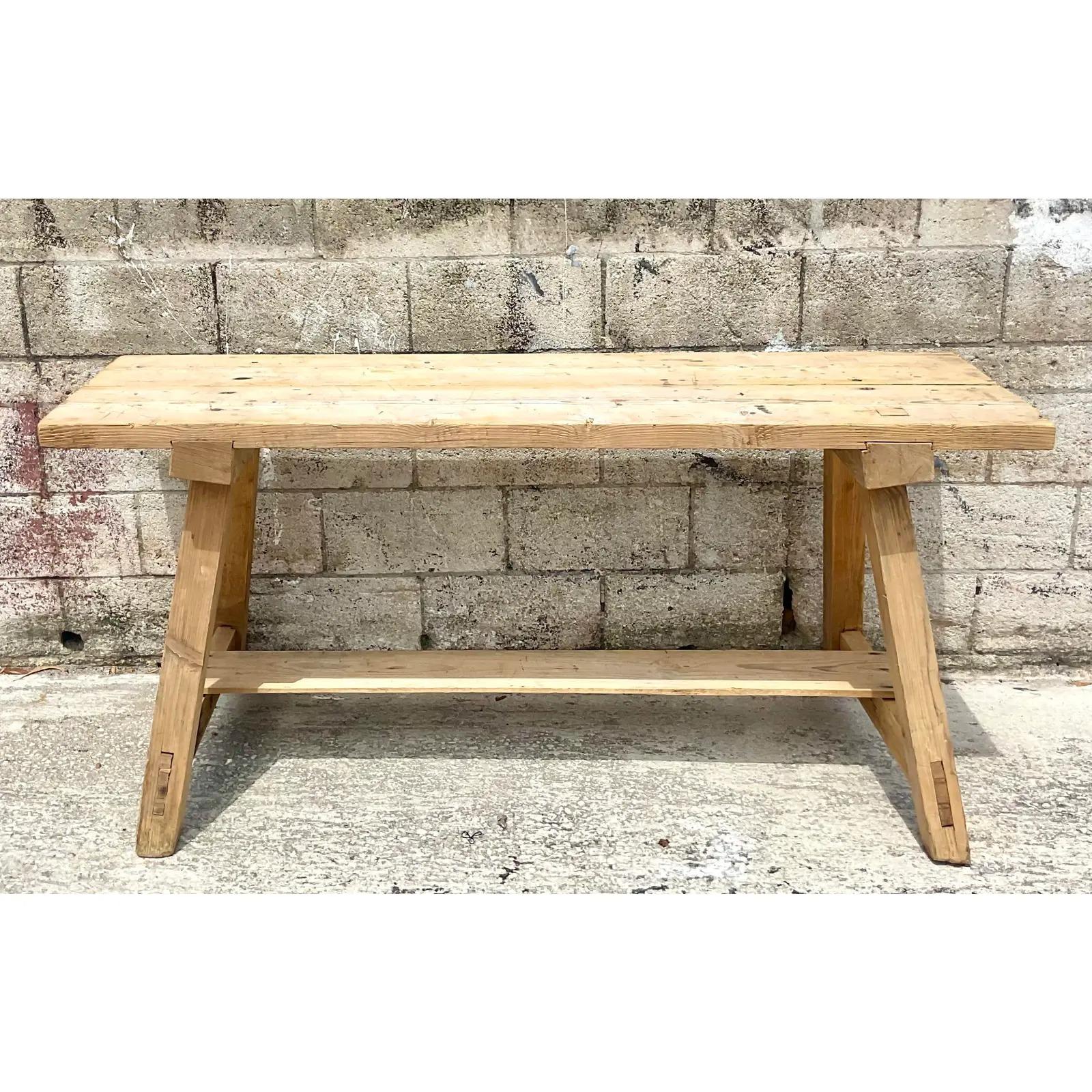 Mid-Century Modern Vintage MCM French Plank Console Table