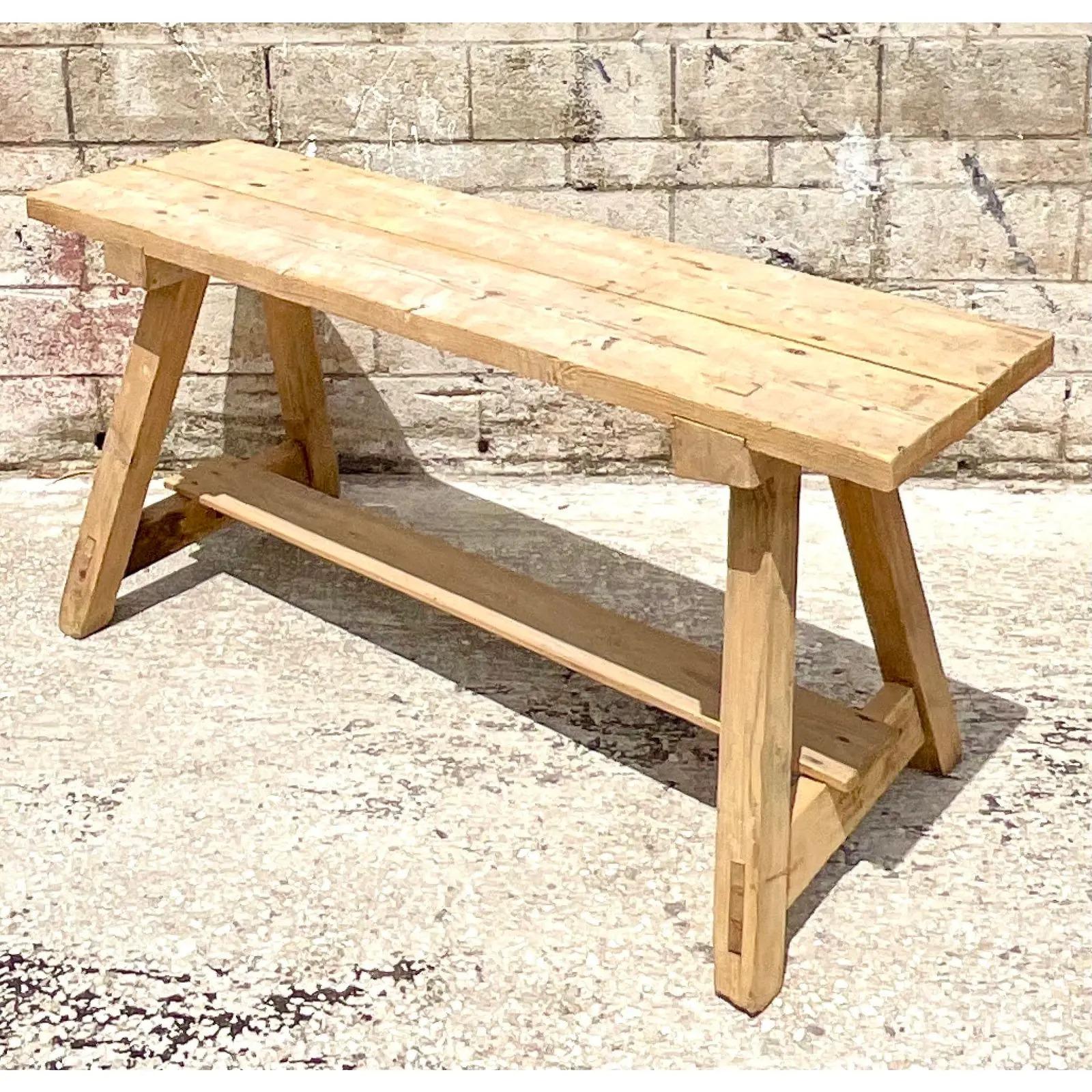 20th Century Vintage MCM French Plank Console Table