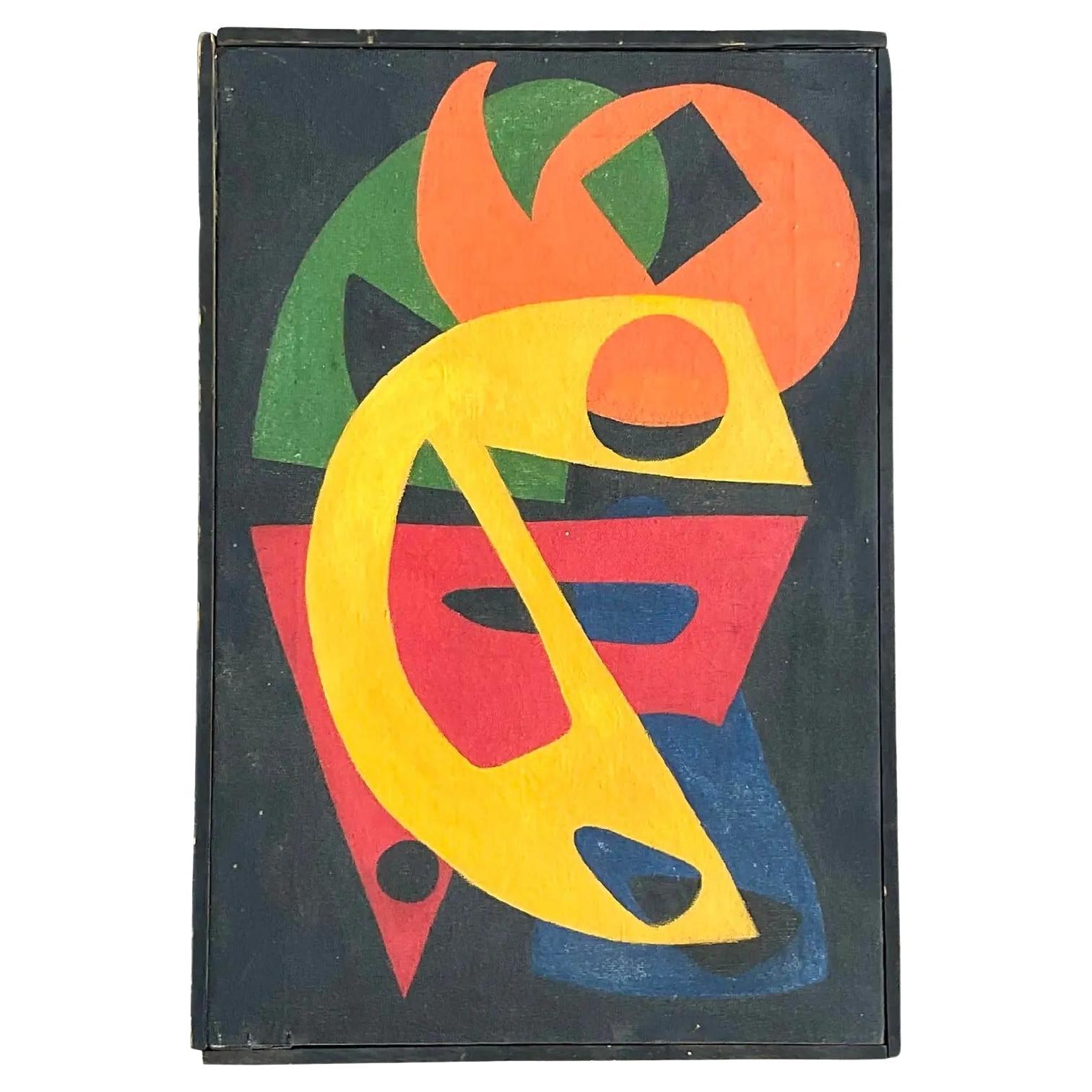 Vintage Mcm Abstract Original Oil Painting For Sale at 1stDibs