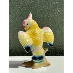 Vintage MCM Glazed Ceramic Cockatoo