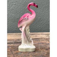 Vintage MCM Glazed Ceramic Flamingo