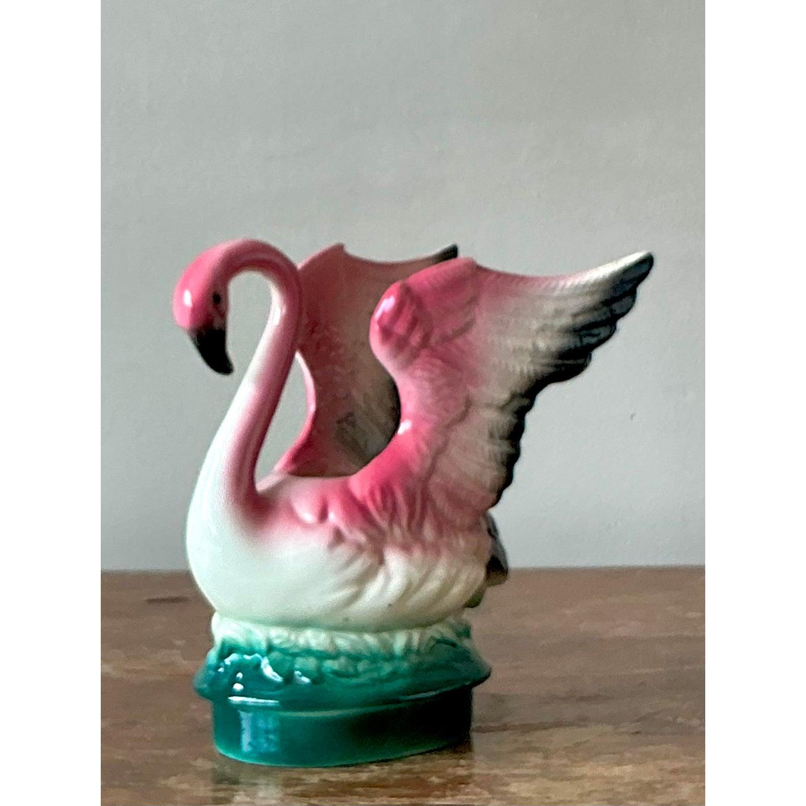 Mid-Century Modern Vintage MCM Jardinière flamant rose en céramique émaillée en vente
