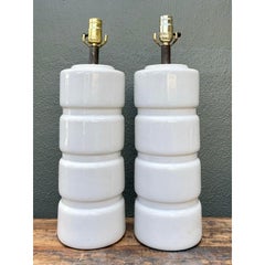 Vintage MCM Glazed Ceramic Lamps - A Pair