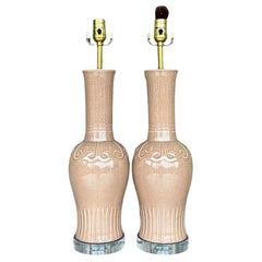 Vintage-Lampen aus glasierter Keramik von MCM, Vintage, Paar