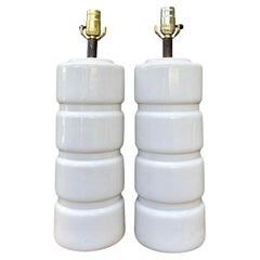 Vintage MCM Glazed Ceramic Lamps - A Pair