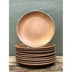 Vintage MCM Glazed Ceramic Salad Plates - Set of 10