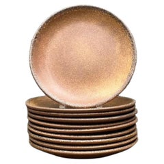 Vintage MCM Glazed Ceramic Salad Plates - Set of 10