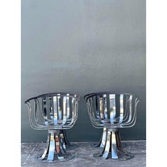 Vintage MCM Herbert Siegler for Russell Woodard Chrome Swivel Dining Chairs - 4