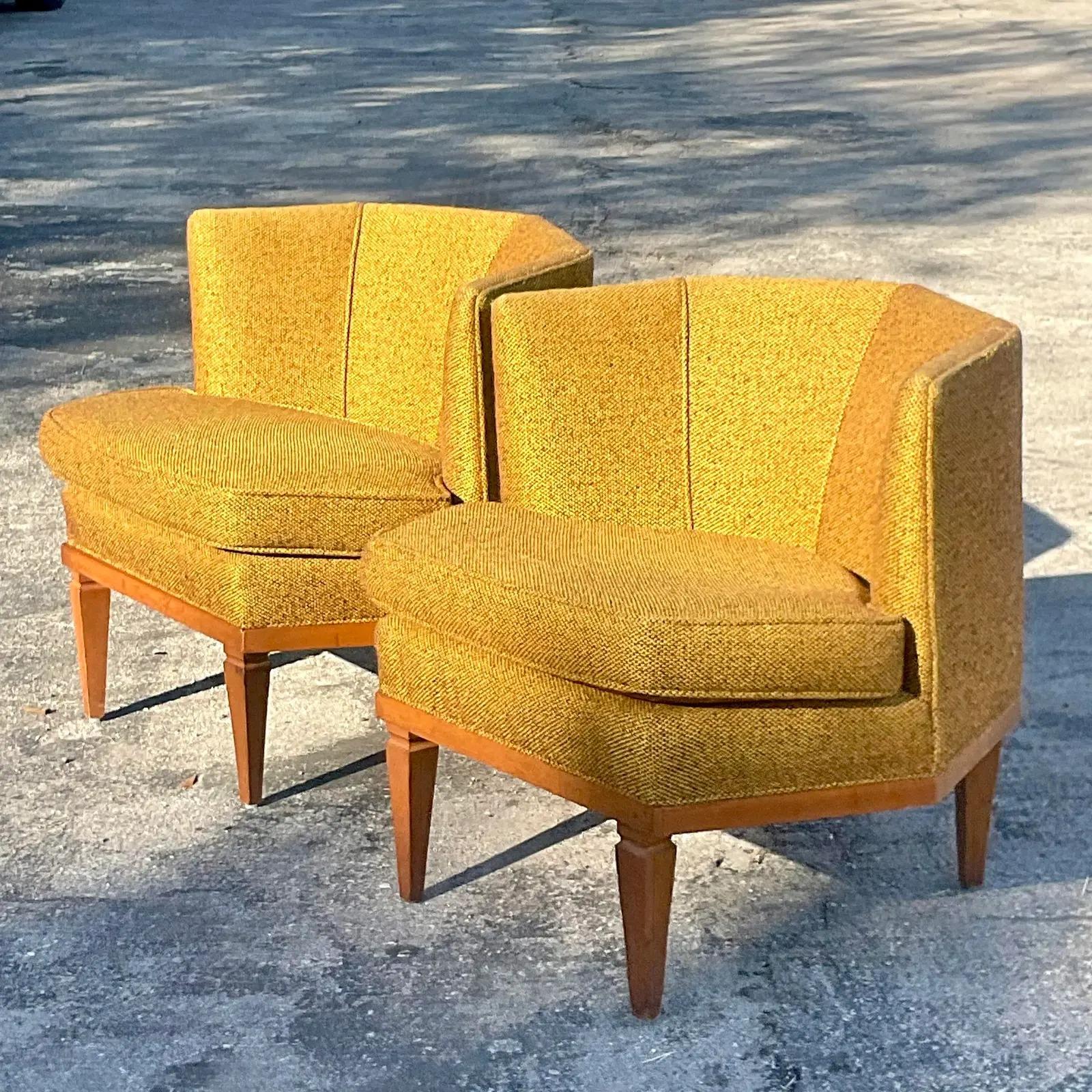 Vintage MCM Hexagon Lounge Chairs, Set of Two 4