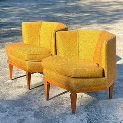Vintage MCM Hexagon Lounge Chairs, Set of Two