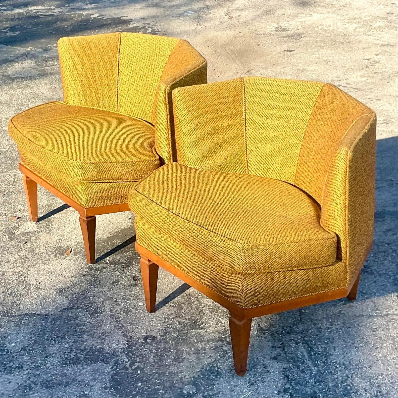 Mid-Century Modern Vintage MCM Hexagon Lounge Chairs, Set of Two